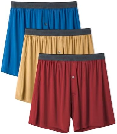 DAVID ARCHY Men's Bamboo Rayon Boxers, Cooling Breathable Underwear
