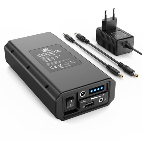 melasta 5V 9V 12V 6000mAh Power Bank con Caricabatterie, LiFePO4 Powerbank Portatile con LED Display 3 Uscita e 1 Ingresso Compatibile con Smartphone, Striscia LED, Telecamera di Sorveglianza, Huawei