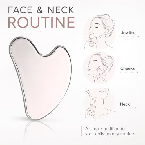 Gua Sha Facial Tool, Stainless Steel Face Massager for Skincare Routine, Smooth Metal Gua Sha Scraping Tool for Face, Neck & Jawline, Cooling Beauty Tool for Puffiness-Looking Skin, Travel-Friendly β image 4