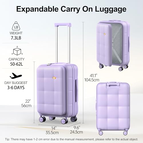 MGB 20 Inch Expandable Carry On Luggage Airline Approved (Purple) by MGB - Used condition - Image 4