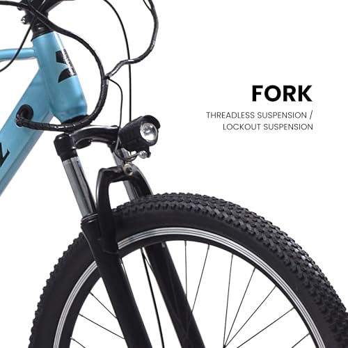 Image of Neelam Shockbuzz NB 1.0 Electric Bicycle 26T | 36V 250W Motor | 7.8Ah Removable Battery | Dual Disc Brakes | Front Suspension | Memory Foam Saddle | Unisex E-Cycle | Blue