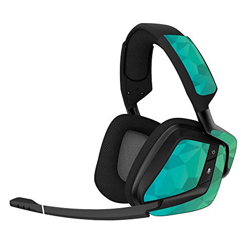 MightySkins �X�L���f�J�[�����b�v Corsair �X�e�b�J�[�ی�J�o�[ 100�F�W�J, Corsair Void Pro Gaming Headset, CORVO-Blue Green Polygon