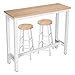 WOLTU Set Mobili da Bar Tavolo con 2 Sgabelli Alti Arredo per Cucina in Acciaio Legno BT17hei+BH130hei-2