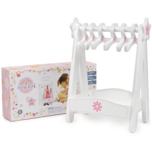 image for Imagination Generation Classic Wooden Doll Dress Rack with 6 Hangers, 