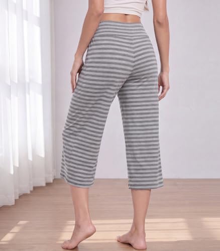 Image of WiWi Bamboo Viscose womens capri pants Wide Leg Pajama Super Soft Lounge knit Sleep shorts Cooling Pj Bottoms S-XXL