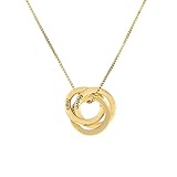 Collar personalizado de 3 anillos para mujer, colgante de círculo entrelazado de 3 nombres personalizados en plata de ley/chapado en oro, joyería de anillo familiar, regalos personalizados para mamá
