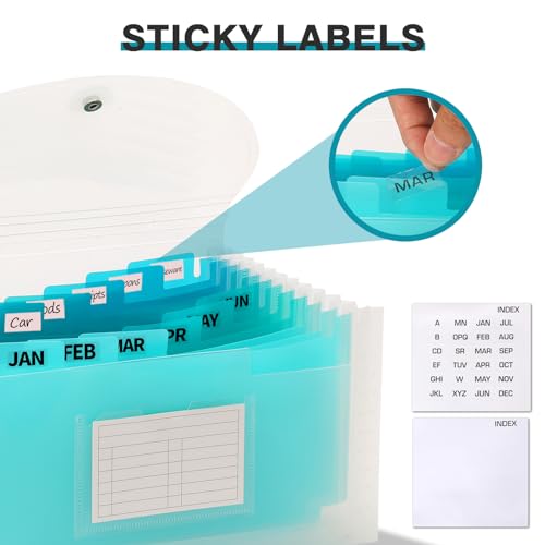 H4D Check Size 13 Pocket Expanding File Folder, Accordion File Organizer Wallet Case for Coupon Receipt Storage, 10 x 5.5 inches, Teal