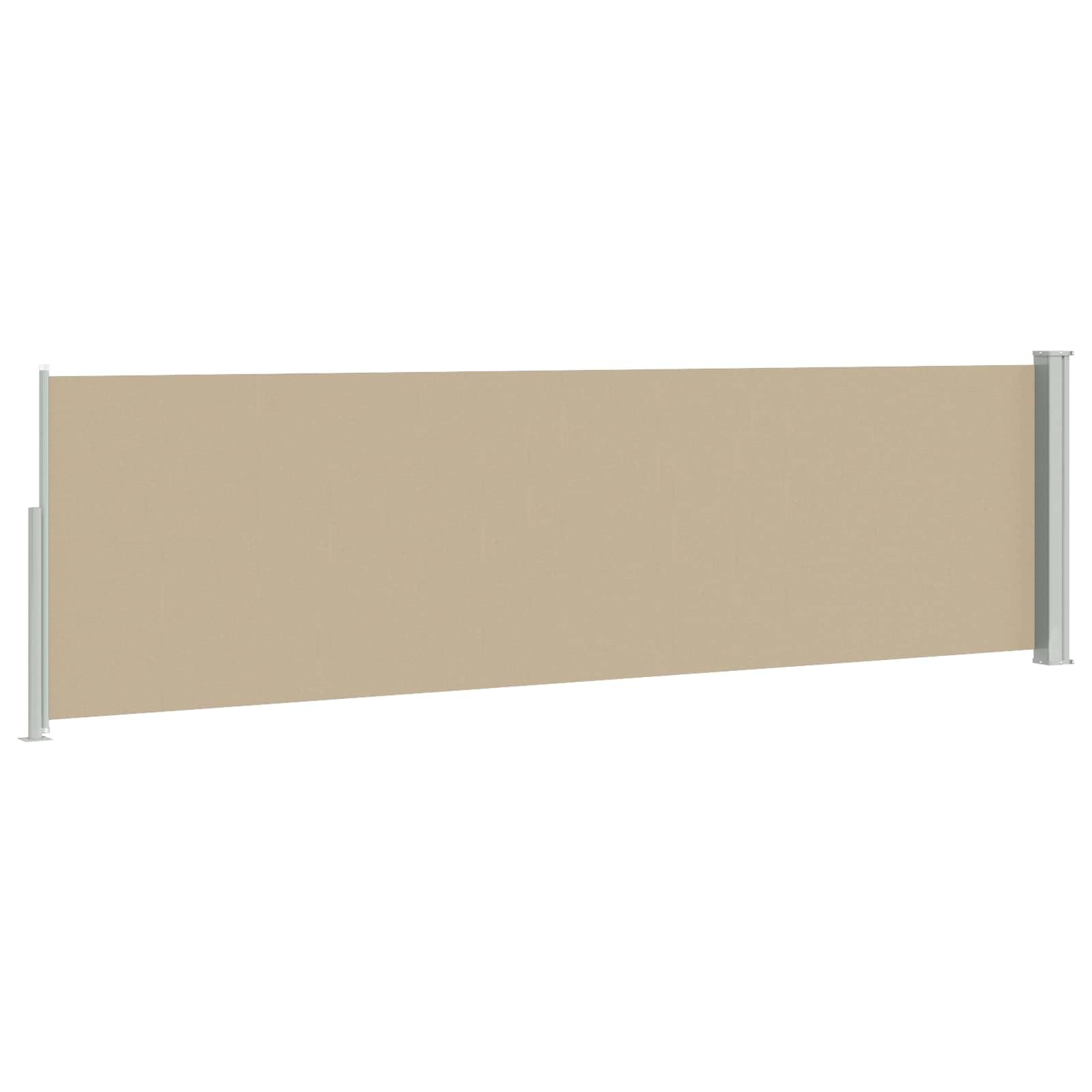 Markiza boczna, wysuwana, beżowa, 300 x 120 cm, poliestrowa markiza zewnętrzna, na patio, do ogrodu i tarasu, automatyczny mechanizm wysuwany, 100% poliester z powłoką