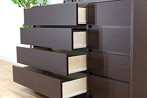 Amazon｜日本製 シック 幅120cm 4段ローチェスト ダークブラウン 完成