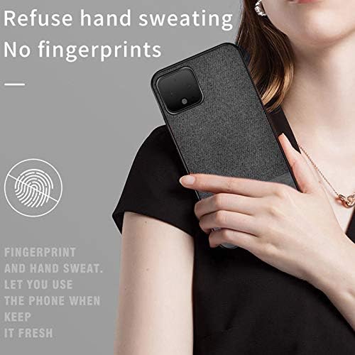 WATACHE Google Pixel 4XL Case, Premium Fabric Canvas Business Men Slim Fit Anti-Scratch Shock-Absorbing Protective Case with Silicone Soft Edges for Google Pixel 4XL,Black