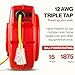ReelWorks Extension Cord Reel Retractable Longest Industrial 12awg x 80' Foot Commercial Premium Grade Ultra Flexible 3C/SJTOW Glow Strip Cable and Led Light Up Triple Tap Connector Use Indoor/Outdoor