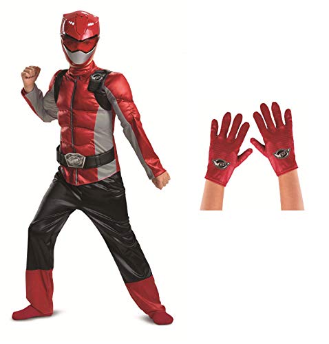 Power Rangers Beast Morphers Red Ranger Muscle Boy's' Costume with Gloves