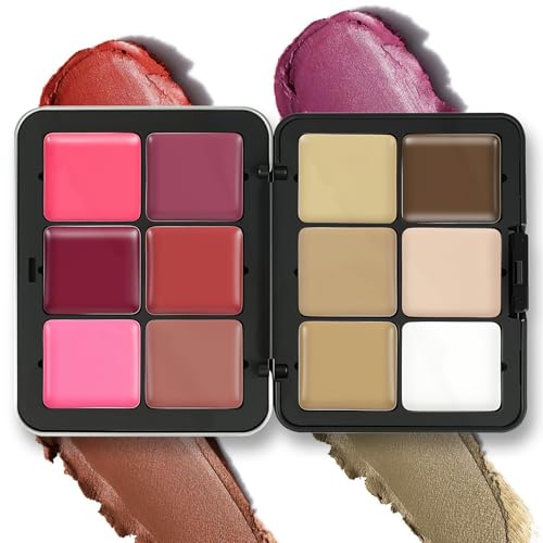 ALIIP 12 Colour Cream Blush Palette,Highlighter and contouring palette - Waterproof & Wearing Smudge Proof Long All-in-One Makeup Kit for Contouring, Highlighting, Daily/Party Use on All Skin Types