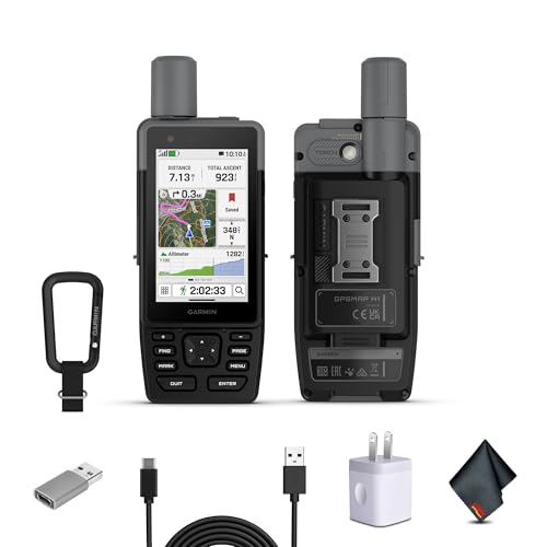 Image of Garmin GPSMAP H1 Rugged Design Premium GPS Handheld Navigator for Hiking with Color Touchscreen and Buttons, Long Battery Life, Built-in Flashlight, Preloaded Maps Bundle