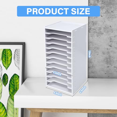 Image of Scrapbook Paper Organizer for Desk 6 x 6'', 12 Tier Scrapbook Paper Storage Rack for Home Office
