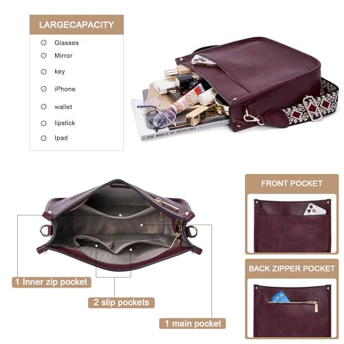 Image of HKCLUF Vegan Leather Crossbody Bags Purse for Women Trendy Tassel Hobo Handbag Women With 2PCS Adjustable Guitar Strap | Vegan Leather