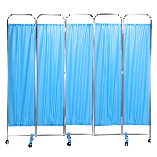 New Version Medical Privacy Screen with Wheels, Pink, Blue, White 3/4/5/6 Panel Privacy Screens for Hospital/Clinic/Beauty Salon, 5ft 6ft 8ft 10ft Width (Color : Blue A Combo, Size : 3 Pan