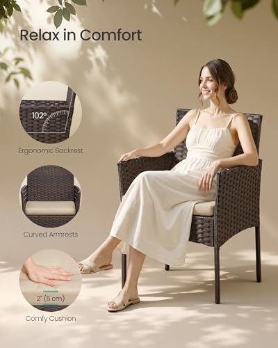 SONGMICS Garden Furniture Sets, Polyrattan Outdoor Patio Furniture, Conservatory PE Wicker Furniture, for Patio Balcony Backyard, Brown and Taupe GGF031K01 3 SONGMICS Garden Furniture Sets, Polyrattan Outdoor Patio Furniture, Conservatory PE Wicker Furniture, for Patio Balcony Backyard, Brown and Taupe GGF031K01 - Image 3