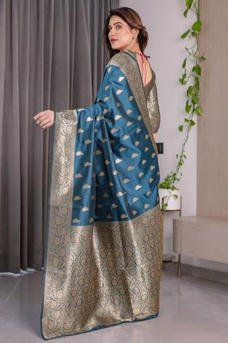 Image of SGF11 Women's Kanjivaram Soft Silk Saree With Unstitched Blouse Piece