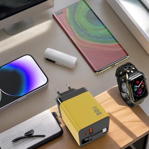 Cargador de pared de 80W con cable retráctil que acelera la carga de tus dispositivos móviles 2