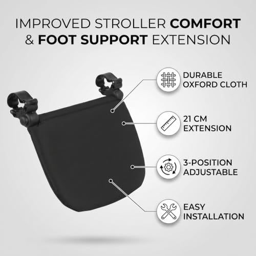 Baby Stroller Footrest, 12.6 x 8.3 in Stroller Extension Footrest Universal Infant Leg Rest for Baby Stroller Pushchair, Adjustable Detachable Foot Support for Toddler Comfort (Bla - 3