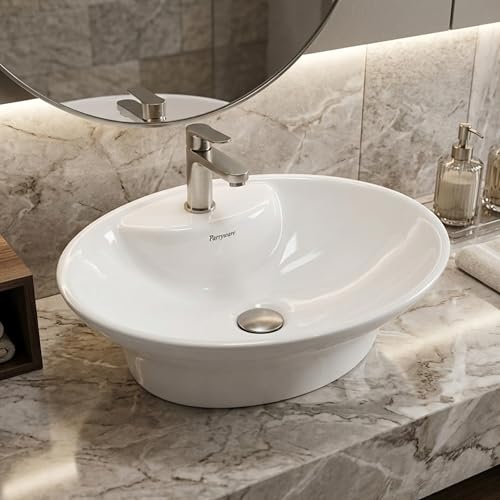 Image of Parryware Cascade NXT bowl basin | Glossy Finish | Wash Basin Over Counter | Wall Mount Sink (470 x 405 x 150mm) | C04021C