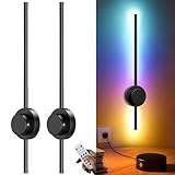 Battery Operated Wall Sconces Set of Two, Rechargeable Wall Lights for Bedroom, RGB 16 Color, Touch/Remote Control, Timer & 360° Rotation Wall Lamp for Party/TV/Mirror/Bedroom Living Gaming Room