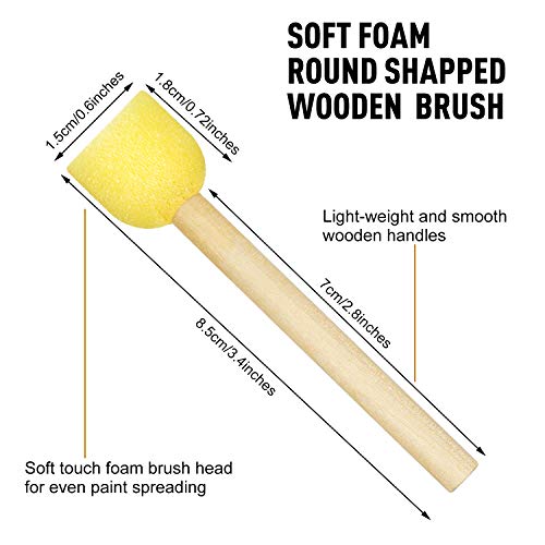 40 Pieces Round Sponge Foam Brush Set Paint Sponge Brush Wooden Handle Foam Brush Sponge Painting Tools For Kids Painting Crafts (0.6 Inch) #TOP1