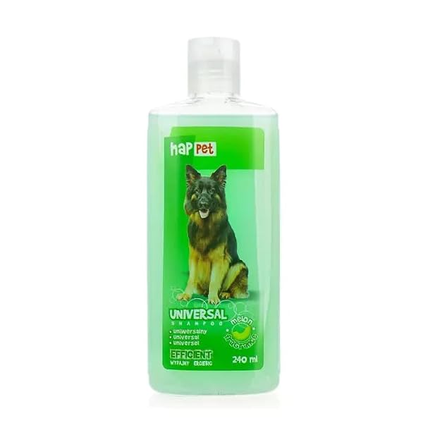 HAPPET Uniwersalny Szampon dla Psa 240 ml – Delikatna Pielęgnacja z Aromatem Melona, Miękka i Lśniąca Sierść, Łatwe Rozczesywanie, Codzienna Ochrona Skóry