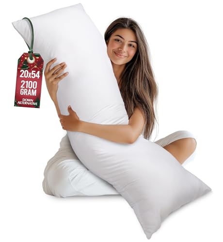 Utopia Bedding Full Body Pillow for Adults (White, 20 x 54 Inch), Long Pillow Insert for Sleeping, Ideal for Side Sleepers