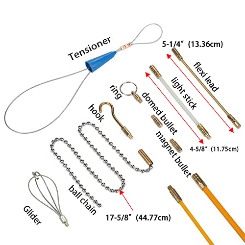 QZATACAEN Kabelstangen Fish Tape 32,8 Fuß 10 m Installationskit mit 9 Kabelhandhabungsaufsätzen 10 Stangen x 100 cm …