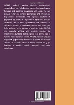 MATLAB for ENGINEERING and EXPERIMENTAL SCIENCES: SYMBOLIC CALCULUS