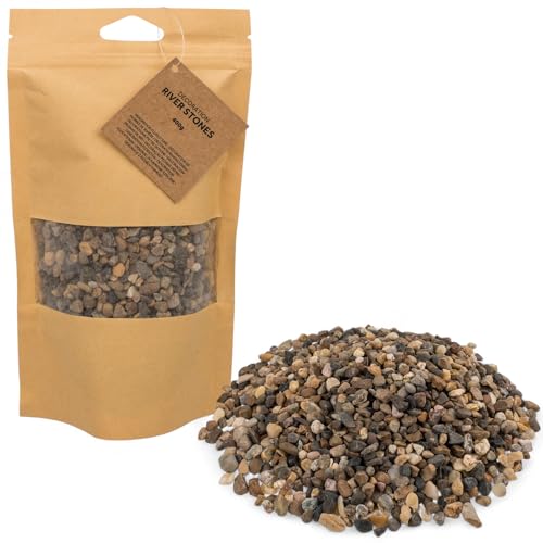 MIJOMA Deko-Flusssteine 400g – Natursteine 4–6 mm für Dekoration, Vasen, Aquarien, Modellbau, Basteln & DIY, Ziersteine aus echtem Naturmaterial,...