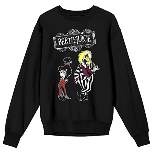 Bioworld Beetlejuice Animated Lydia Crew Neck Long Sleeve Womens Black Sweatshirt-Medium