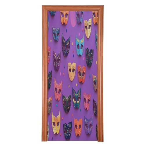 FLildon Mardi Gras Carnival Mask Door Cover Decoration, Party Accessory Porch Decor for Festive Ornament Room Door Covers 32 x 79 Inch