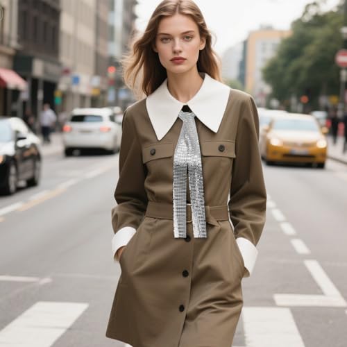 Sequin Scarf for Women Long Skinny Scarves, Sparkly Sequins Neck Tie for Women Accessories Party Banquet Daily Dress4