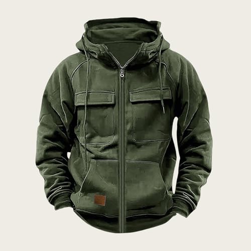 Tactical Sweatshirts Men Hoodies Full Zip Long Sleeve Workout Cargo Pullover Sport Outdoor Winter Jacket with Pocket2