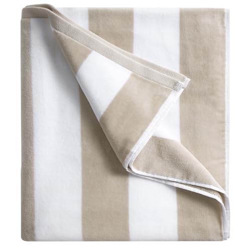 LULUHOME Large Oversized Beach Towel - Big Cotton 36 x 70 Inch Striped Pool Towel, Large Cabana Soft Swimming Towel for Adult Men Women,Chiffon