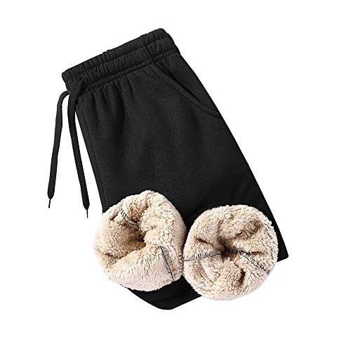 Surwin Mens Thermals Fleece Trousers Thickened Fleece Lined Casual Sports Trousers Winter Warm Joggers Pants with Pockets, Gym Workout Sweatpants (Black,M) Cover