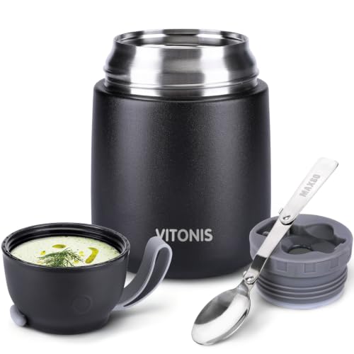 VITONIS Thermobehälter für Essen 500ml Edelstahl Isolierbehälter Gefäß für warme Speißen, Essen, Suppe… – Ansicht 1