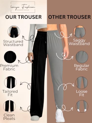 Image of Leriya Fashion Trousers for Woman | Womens High Rise High Waist Flared Korean Style |Joggers for Woman's| Track Pants for Women's Elegant for College & Events (Available in Plus Size)
