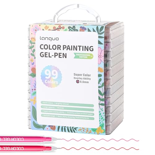 languo Gel Pens for Colouring 99 Colours Set Gel Coloured Pens Marker Perfect for Adults Drawing Doodling Journalling Art and Writing Supplies