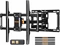 Perlegear Full Motion TV Wall Mount for Most 42–86 inch Flat Curved TVs up to 132 lbs, 12?/16? Wood Studs, Bracket with Articulating Arms, Swivel, Tool-Free Tilt, Max VESA 600x400mm PGLF12