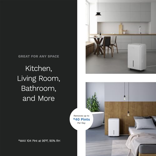 Image of hOmeLabs Dehumidifier 6,000 Sq Ft 40 Pint with Pump 104 Pint 95F, 90% RH | Pump + WIFI + Upgraded Advanced Humidity & Moisture Control, Quiet, Efficient, Auto Shut-off, Home, Basement, Office