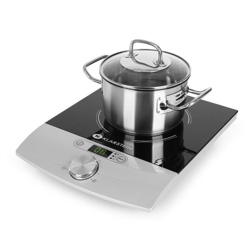 Klarstein VariCook Single - Placa de inducción, Potencia 1800 W, 10 niveles, Temperatura ajustable entre 60 y 240°C, Temporizador, Para utensilios con diámetro de 12-26 cm, Pantalla LED, Plateado - imagen 6
