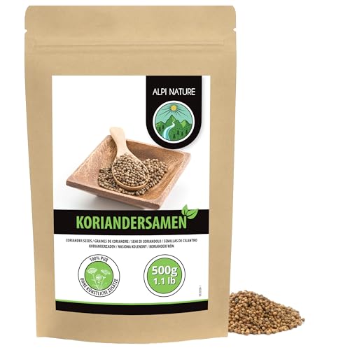 Alpi Nature Cilantro Semillas 500g, Semillas de Cilantro Enteras y Crudas para Cocinar y Condimentar