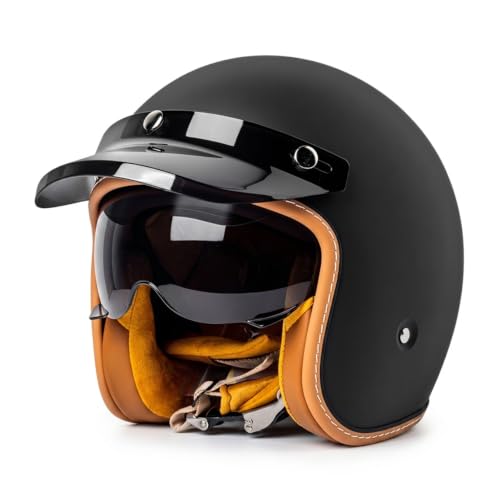 Casco de retro cara abierta 3/4 para evitar el calor en moto de crucero con visera mate L