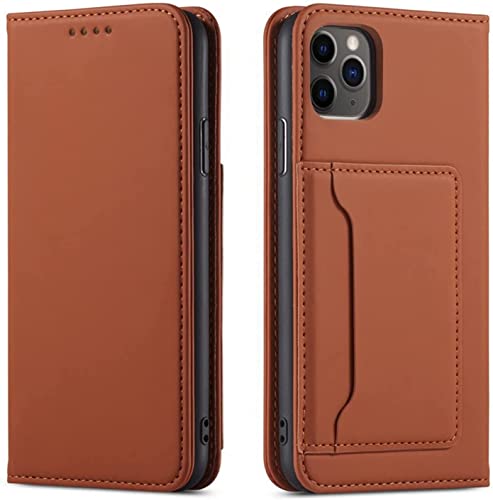 Étui portefeuille iPhone 13 marron idéal pour regarder vos vidéos