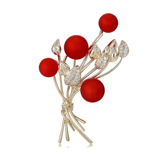 Midari Red Flower Bouquet Brooch Pin for Women Lapel Pins Corsage Brooches Scarf Clip Pins for Men Suit Clothing Dress Accessories Decoration Fashion Jewelry Gifts