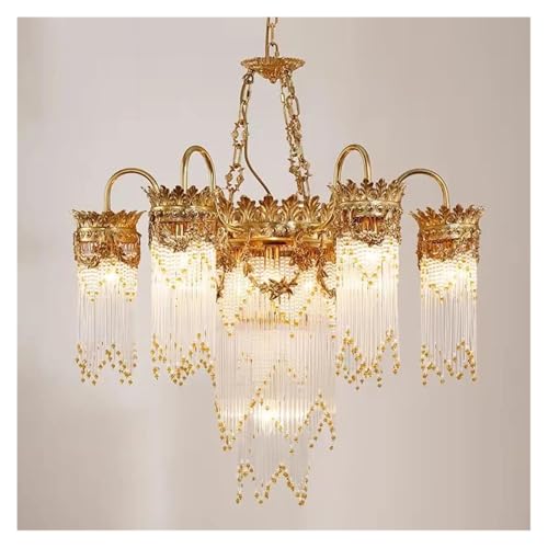 Genérico Lámparas de araña, Lámparas colgantes de estilo V-intage, lámpara lujo, candelabro latón antiguo con cristales cobre for iglesia